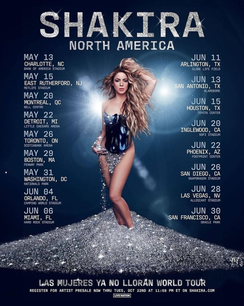 La gira mundial "Las Mujeres Ya No Lloran" de Shakira comenzó el 11 de febrero de 2025 en Río de Janeiro. Este es el calendario del tour por EE.UU.