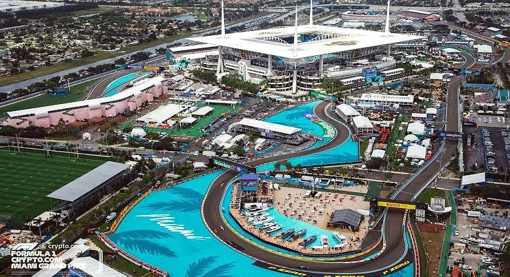 Hard Rock Stadium y su circuito de Fórmula 1.