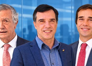 Luis Enrique Yarur y sus hijos Ignacio y Diego.